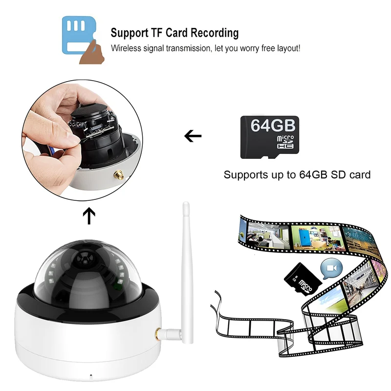 Jennov S18 Add-On WiFi Dome IP Security Camera, No PTZ, Motion Detection