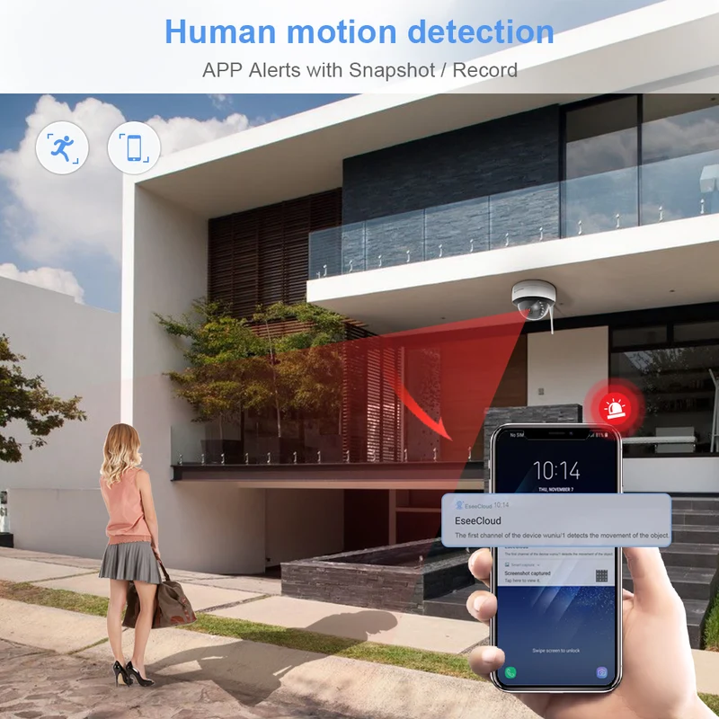 Jennov S18 Add-On WiFi Dome IP Security Camera, No PTZ, Motion Detection