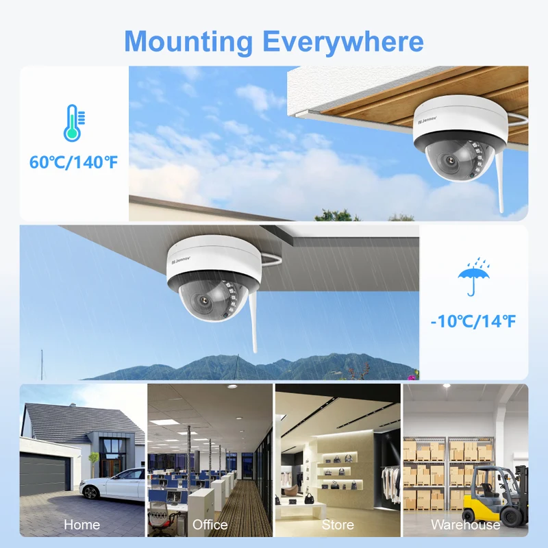 Jennov S18 Add-On WiFi Dome IP Security Camera, No PTZ, Motion Detection