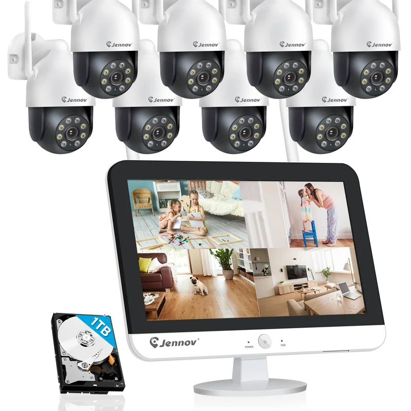 Jennov P31 Wireless Security Camera System with V16 12-Inch Video Recorder