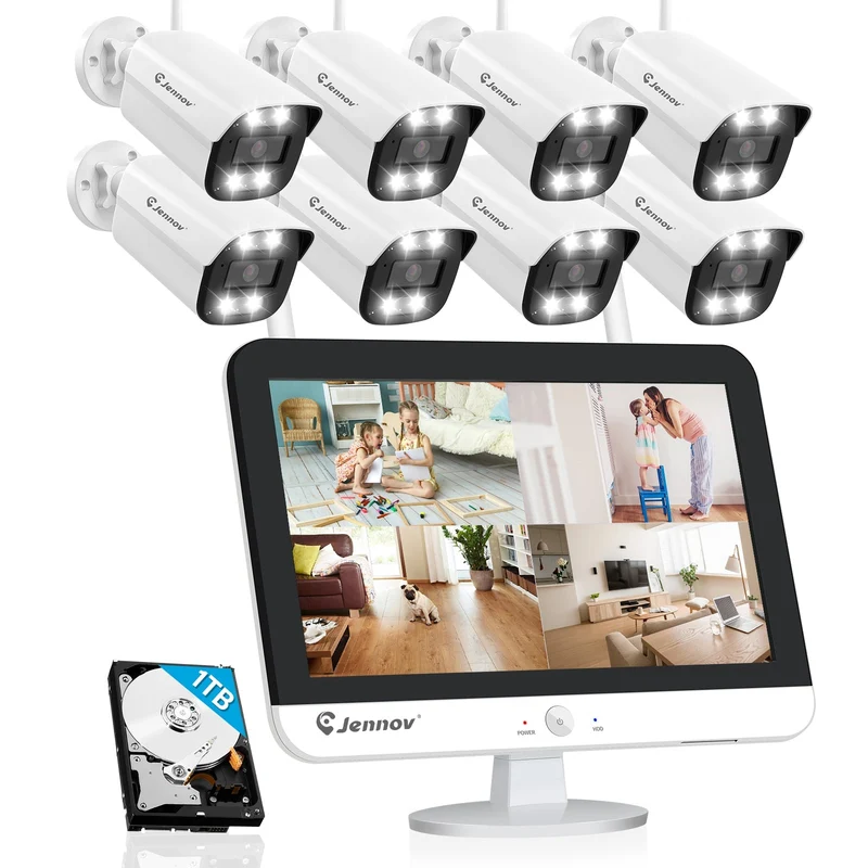 Jennov Wireless Security Camera System for Home Monitoring with 4 A95 Bullet camera