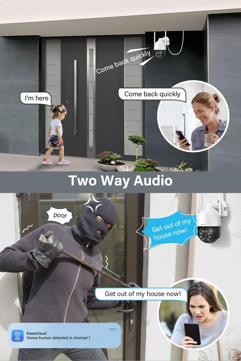 P31 Outdoor WiFi Security Camera, J Series Add-on camera, 2-Way Audio, Spotlight Alarm, Color Night Vision