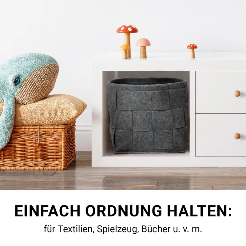 Filz-Aufbewahrungstasche M - 35 x 25 x 25 cm - Dunkelgrau