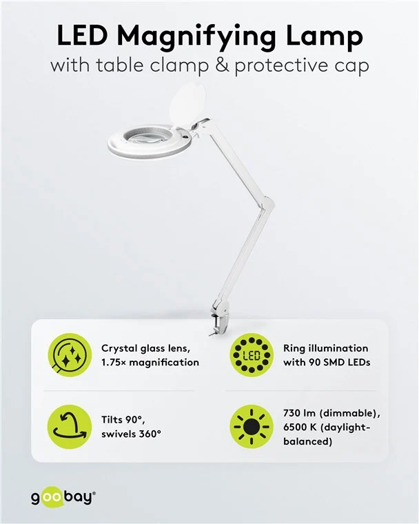 LED-Klemm-Lupenleuchte, 9 W, weiß