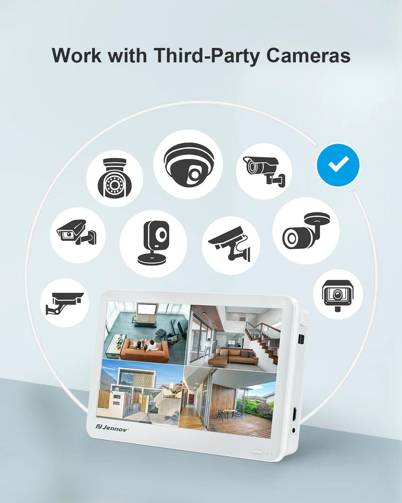 Jennov V19 4K Network Video Recorder with 12 inch Monitor, 8CH POE NVR (8MP/5MP/4MP/3MP/1080P)