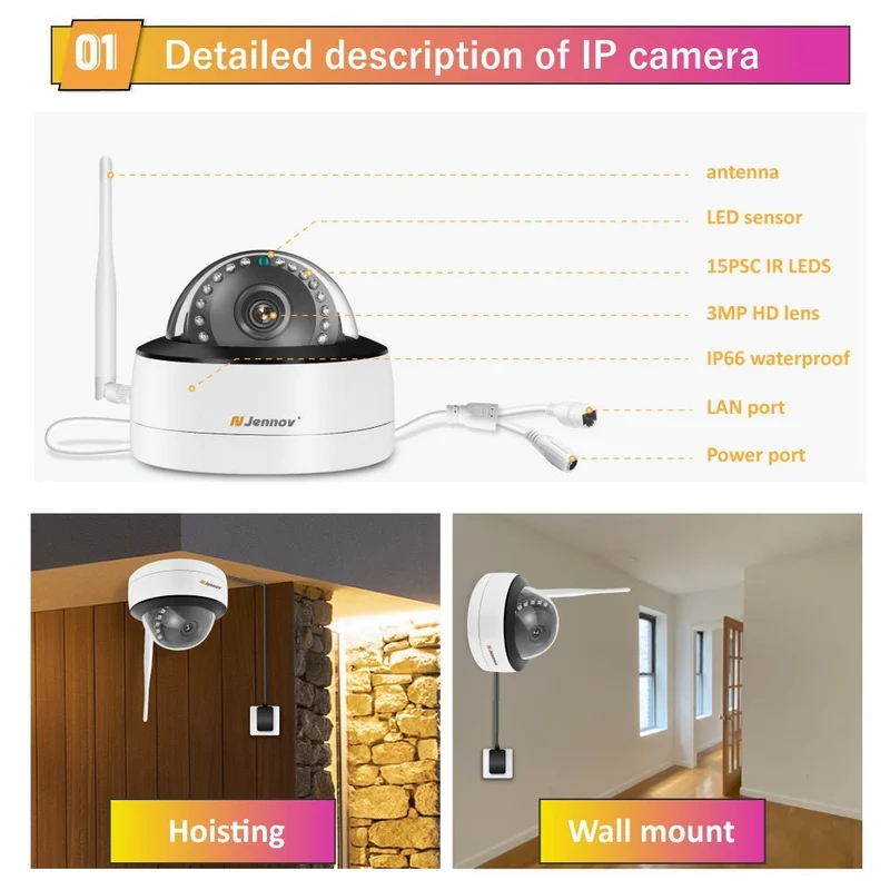 Wireless Security Camera System with Human Detection, Night Vision & NVR Kits, NO PTZ