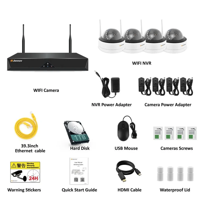 Wireless Security Camera System with Human Detection, Night Vision & NVR Kits, NO PTZ