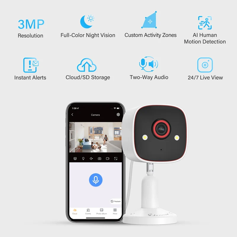 Jennov 3MP Dual Band Home Surveillance Indoor Camera, 2.4G/5G