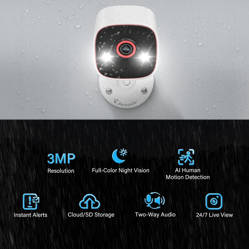 Jennov 3MP Dual Band Home Surveillance Indoor Camera, 2.4G/5G