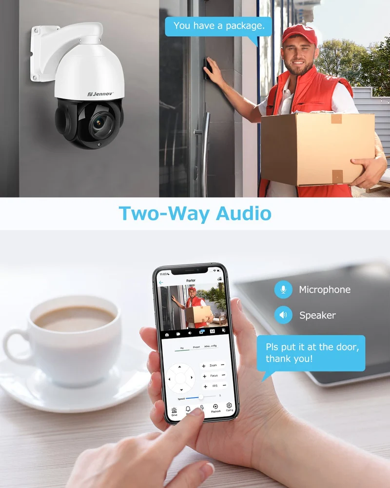 P87 4K 8MP PTZ IP POE Camera with Pan Tilt 20x Optical Zoom & Human Vehicle Detection