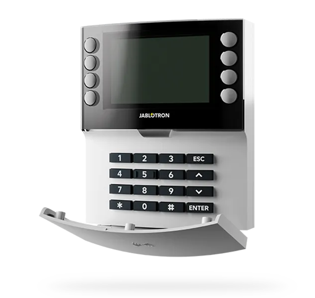 Jablotron Funk-Vier-Segment-Bedienteil JA-155E-NFC mit LCD-Display + NFC-Lesegerät, weiß