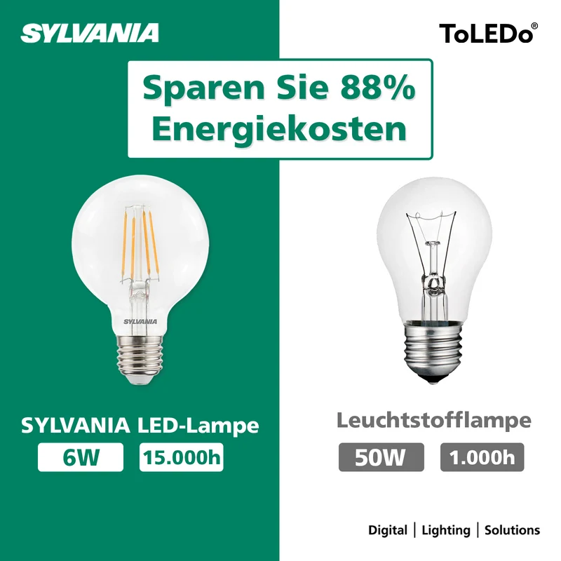 LED Lampe E27 | Kugelform | Warmweiß | 50W Ersatz