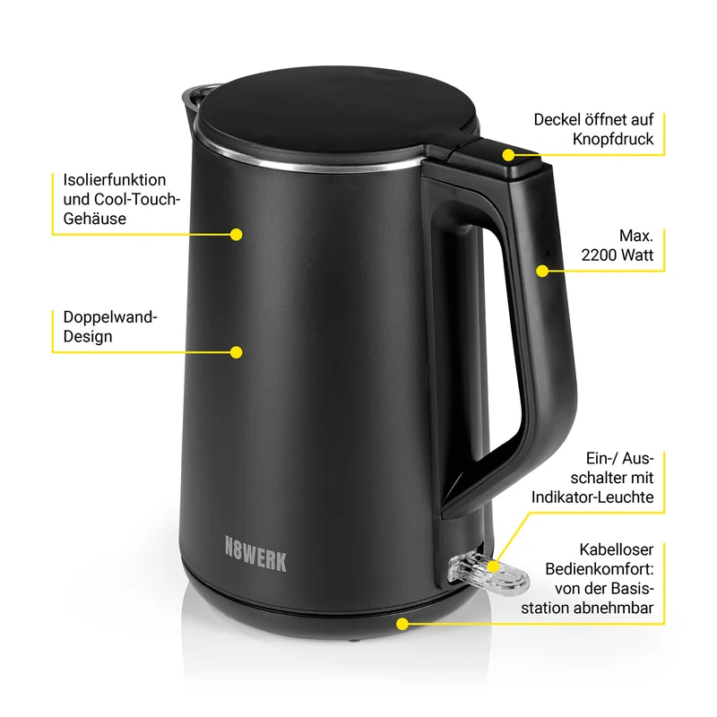 Wasserkocher in der Midnight Edition - Fassungsvermögen 1,5 Liter