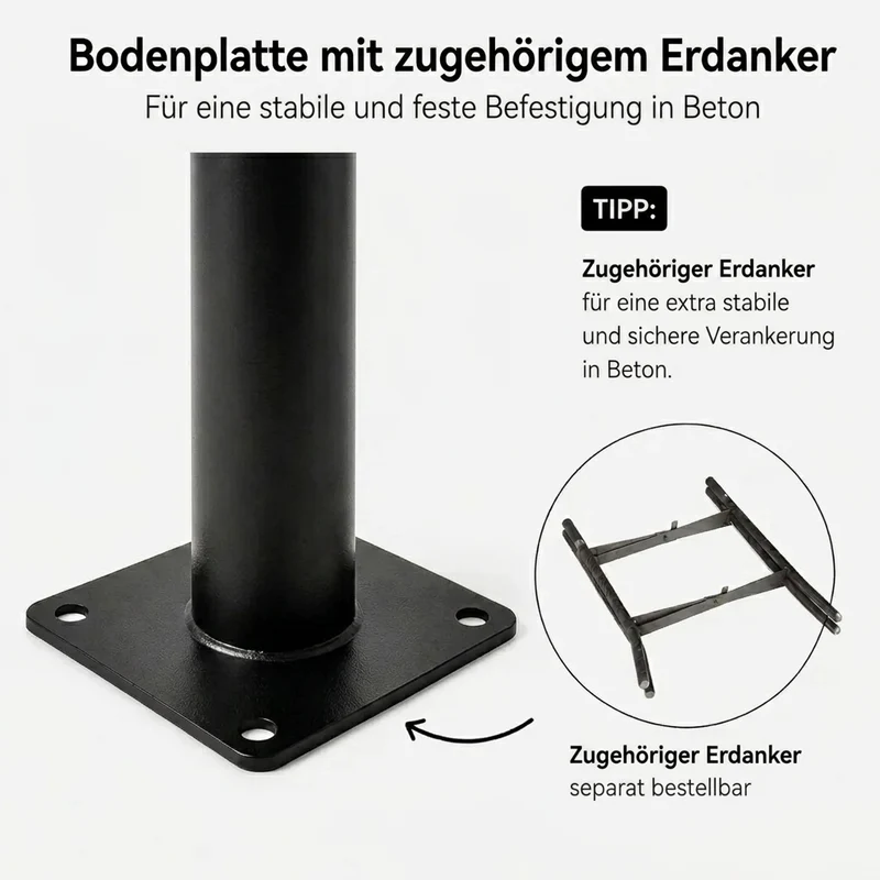 Lichtmast inkl. Straßenlaterne | 300 cm | 50 Watt | 5000 K | Schwarz
