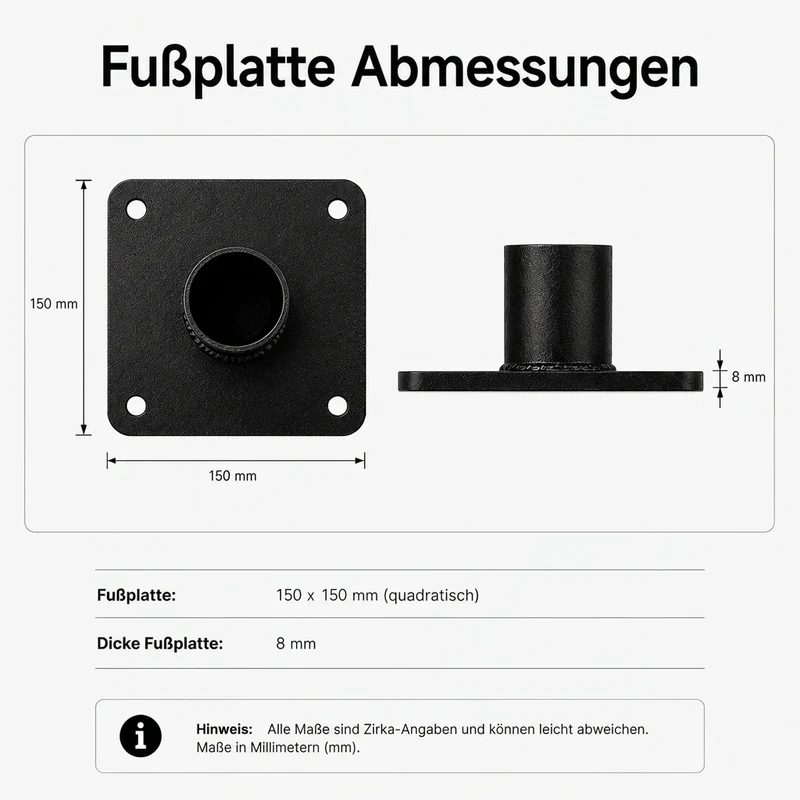 Lichtmast inkl. Straßenlaterne | 300 cm | 50 Watt | 5000 K | Schwarz