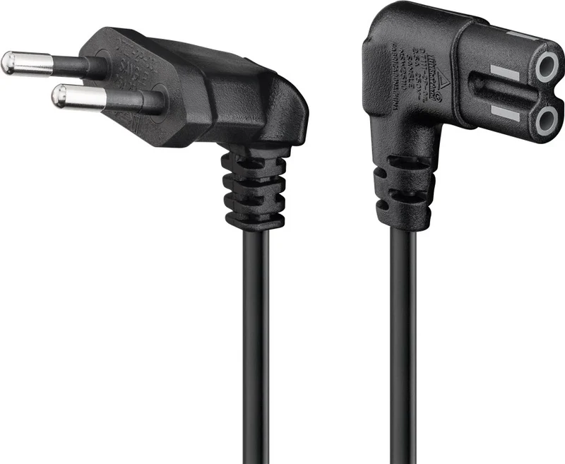Anschlusskabel mit Eurostecker abgewinkelt, 5 m, schwarz