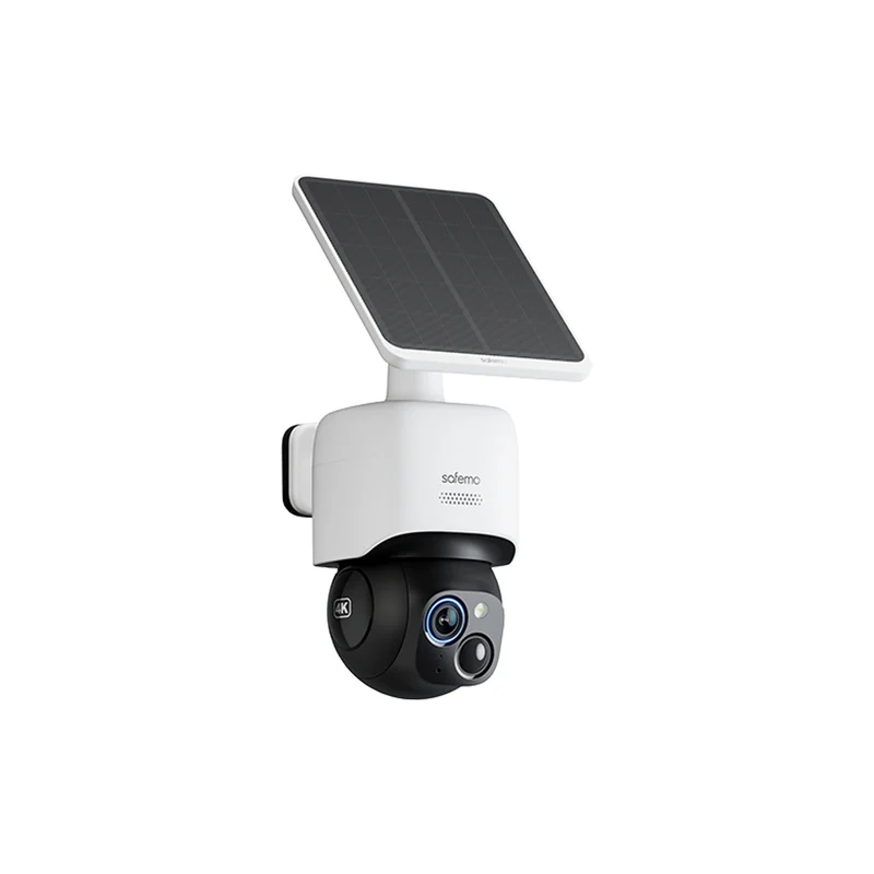 Safemo WLAN-PT-Dome-Kamera (4K, IR) mit Solarpanel weiß