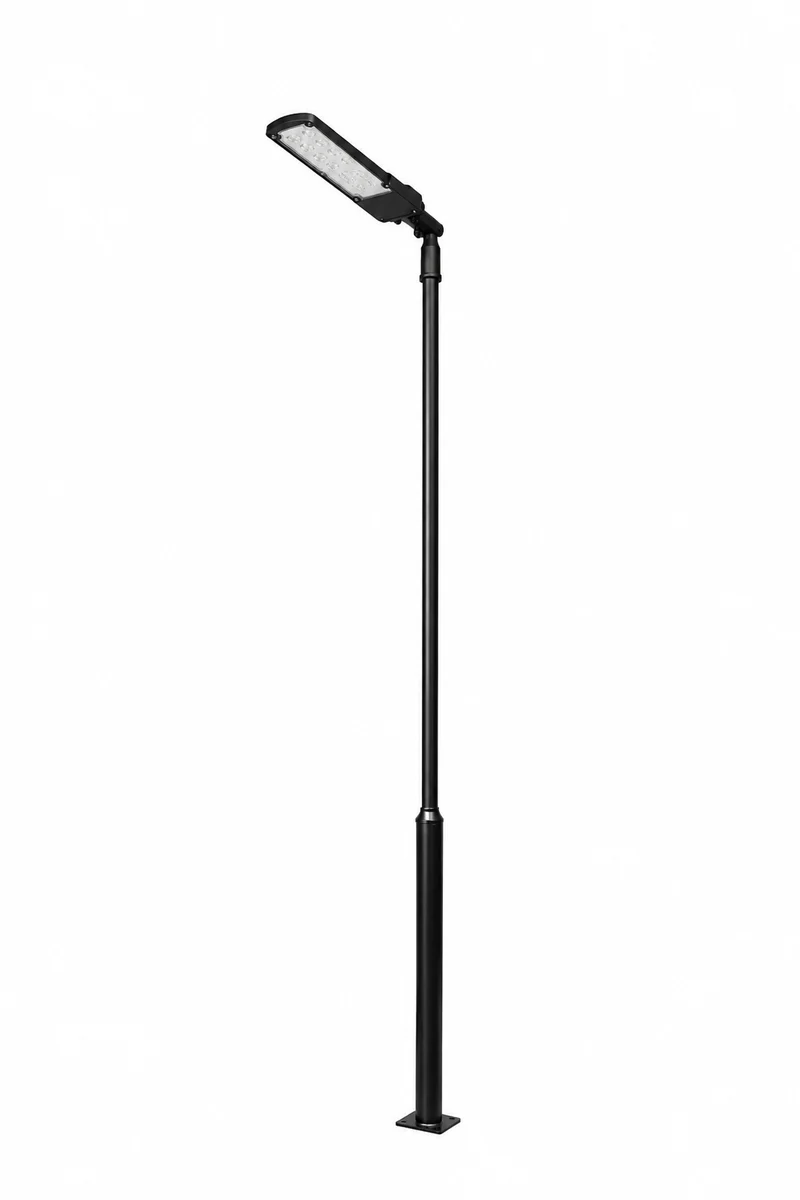 Lichtmast inkl. Straßenlampe | 300 cm | 100 Watt | 5000 K | Schwarz