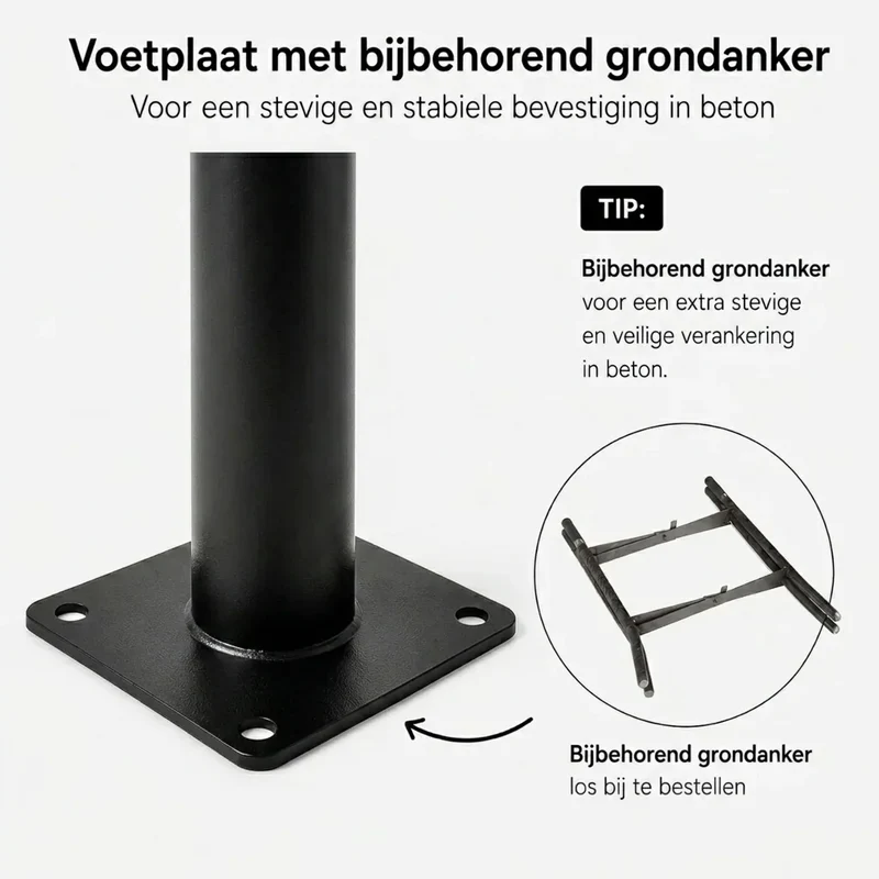 Lichtmast inkl. Straßenlampe | 300 cm | 100 Watt | 5000 K | Schwarz