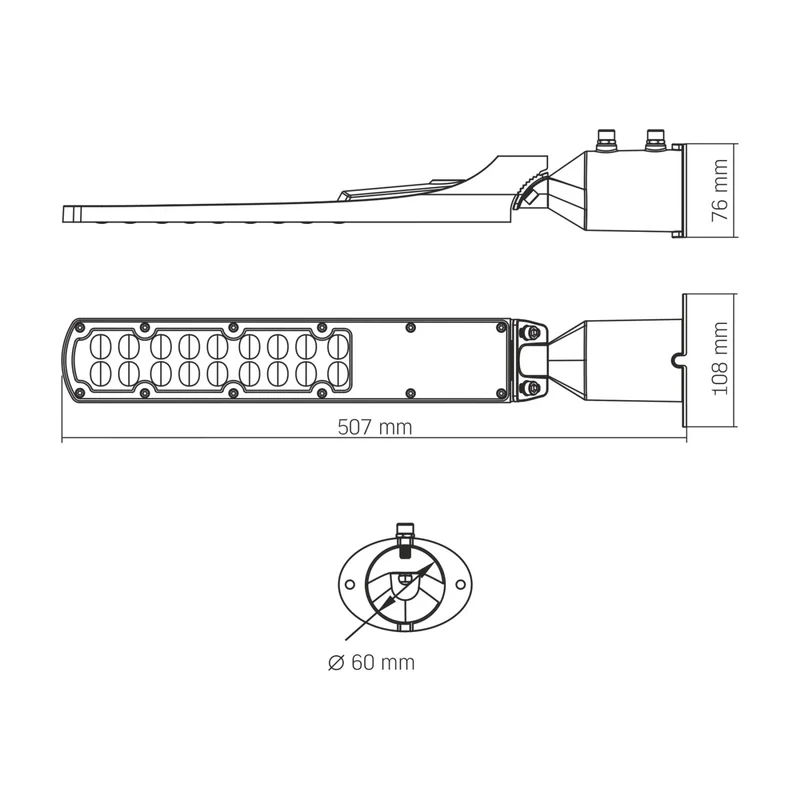Lichtmast inkl. Straßenlampe | 500 cm | 50 Watt | 5000 K | Schwarz