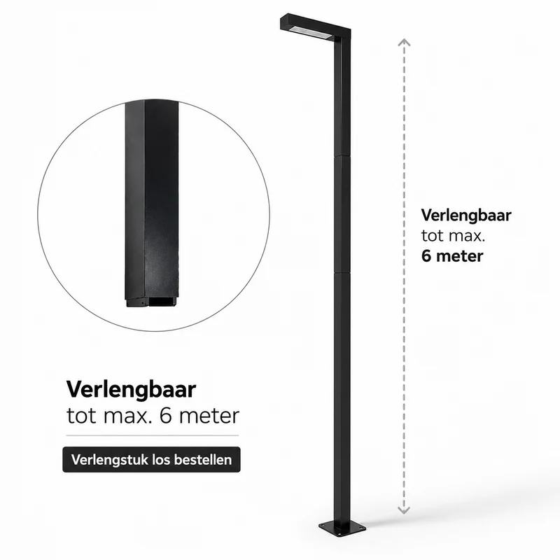 Zwarte verlengstuk voor zwarte lichtmast EPPE | 100CM