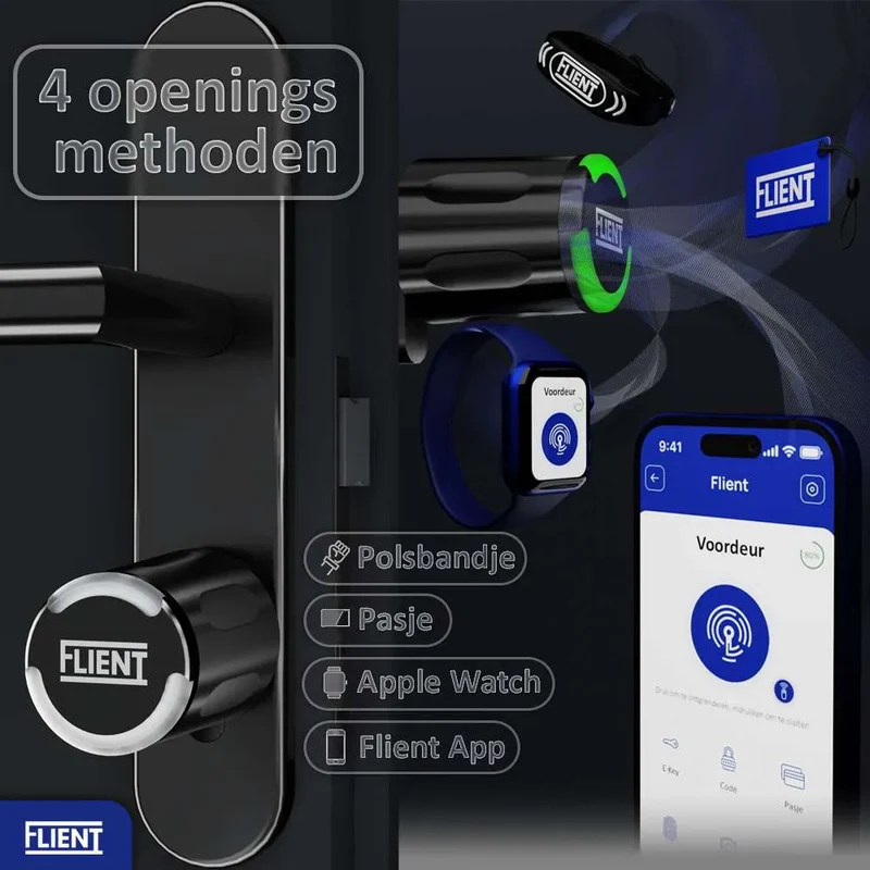 Flient Smart Lock Eon Zwart/Zwart - Slim Cilinderslot IP68