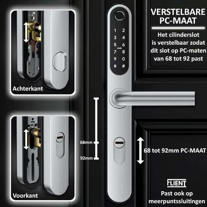 Flient Smart Lock Versa RVS - Slim Deurbeslag voor Poort en Deur