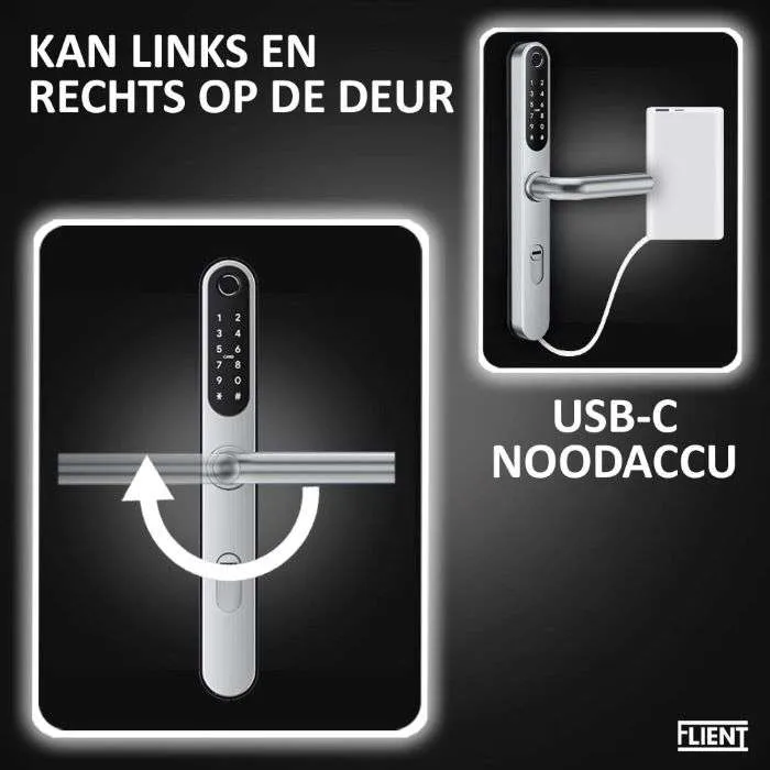 Flient Smart Lock Versa RVS - Slim Deurbeslag voor Poort en Deur