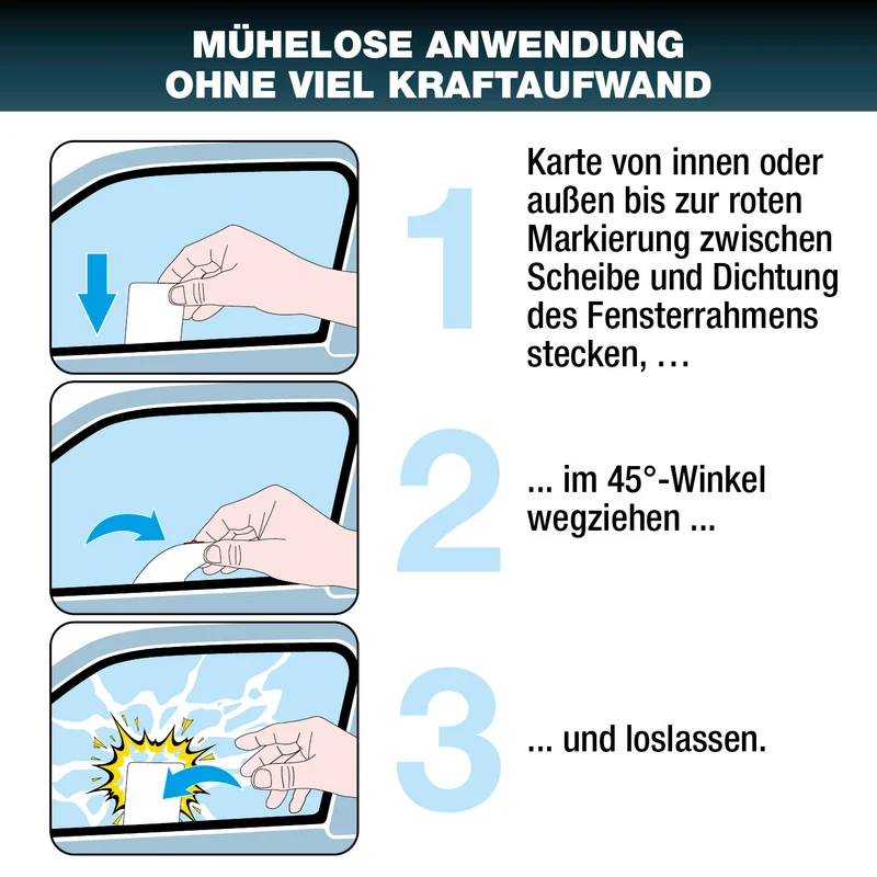 Notfall-Rettungswerkzeug im Kartenformat mit Gurtschneider