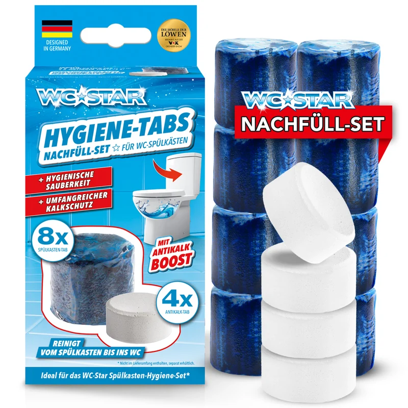 WC-Star Spülkasten-Hygiene-Set (1x Spülkasten-Einhänger + 2x Spülkasten-Tab + 1x Antikalk-Tab)