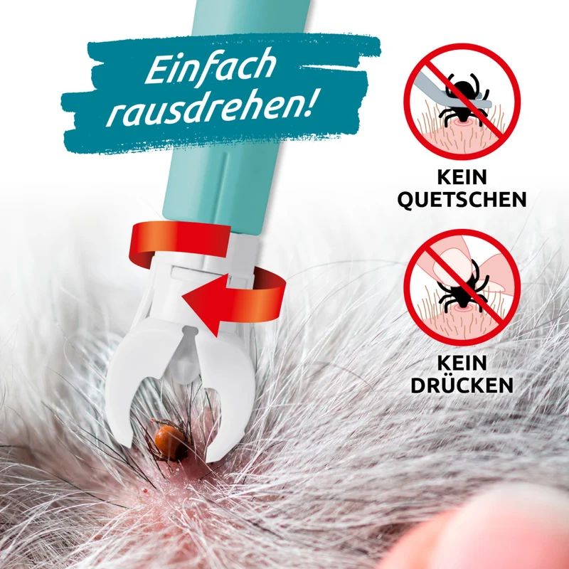 Zeckengreifer für Tiere mit rotierendem Greiferkopf - 2er-Set