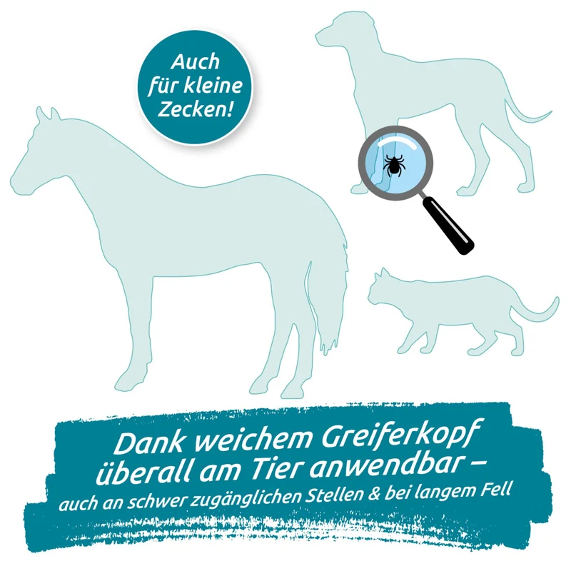 Zeckengreifer für Tiere mit rotierendem Greiferkopf - 2er-Set