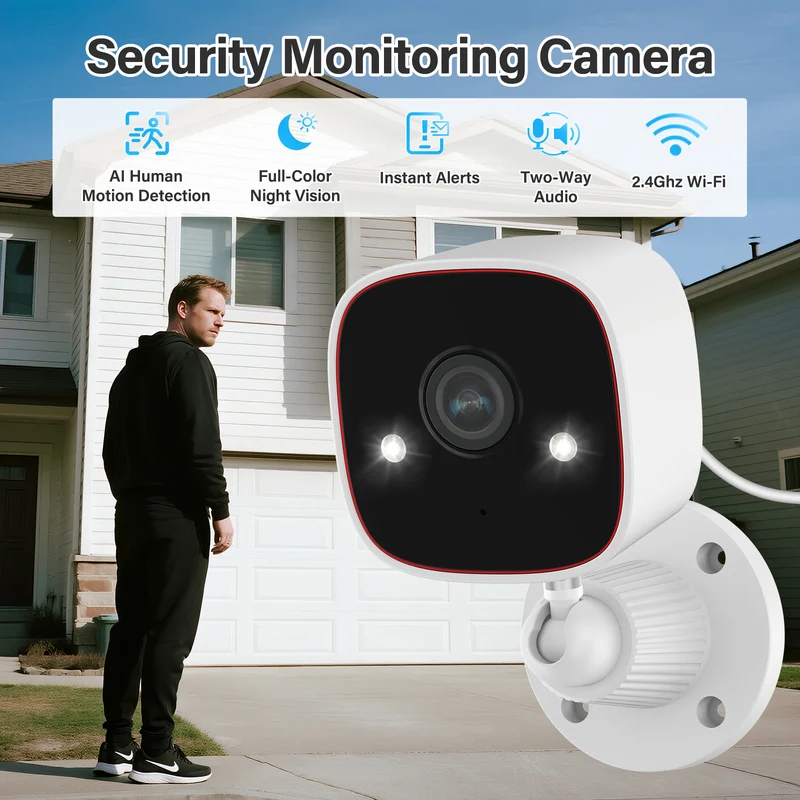 Jennov 2K WIFI Indoor Camera, Smart Night Vision, two-way audio, 2.4GHz WIFI, Wireless