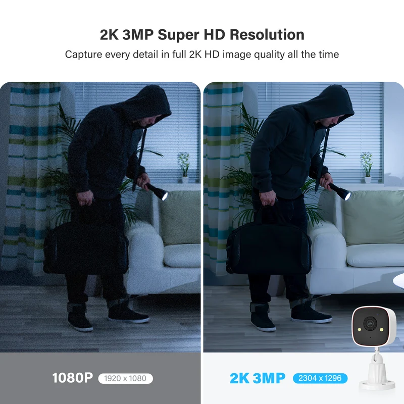 Jennov 2K WIFI Indoor Camera, Smart Night Vision, two-way audio, 2.4GHz WIFI, Wireless