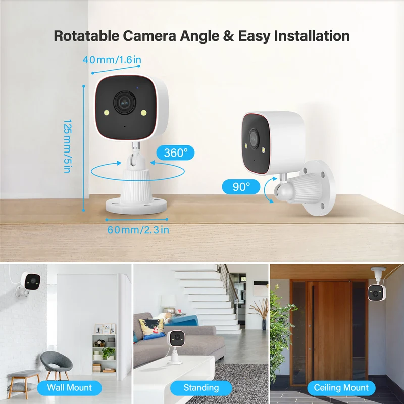 Jennov 2K WIFI Indoor Camera, Smart Night Vision, two-way audio, 2.4GHz WIFI, Wireless
