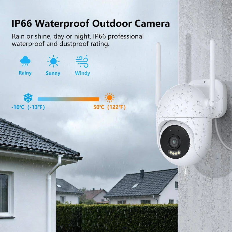 Jennov H Series WIFI Camera, 3MP, AJCloud App, 2-Way Audio, Outdoor, Color Night Vision, Auto-tracking