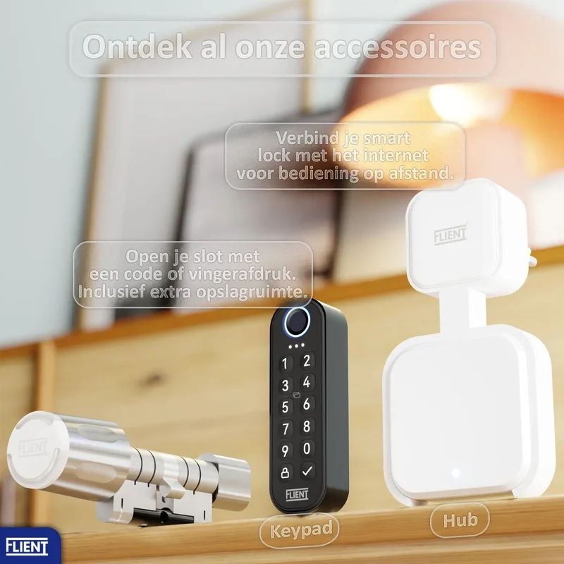 Flient Smart Lock Eon Wit/Zilver - Slim Cilinderslot IP68