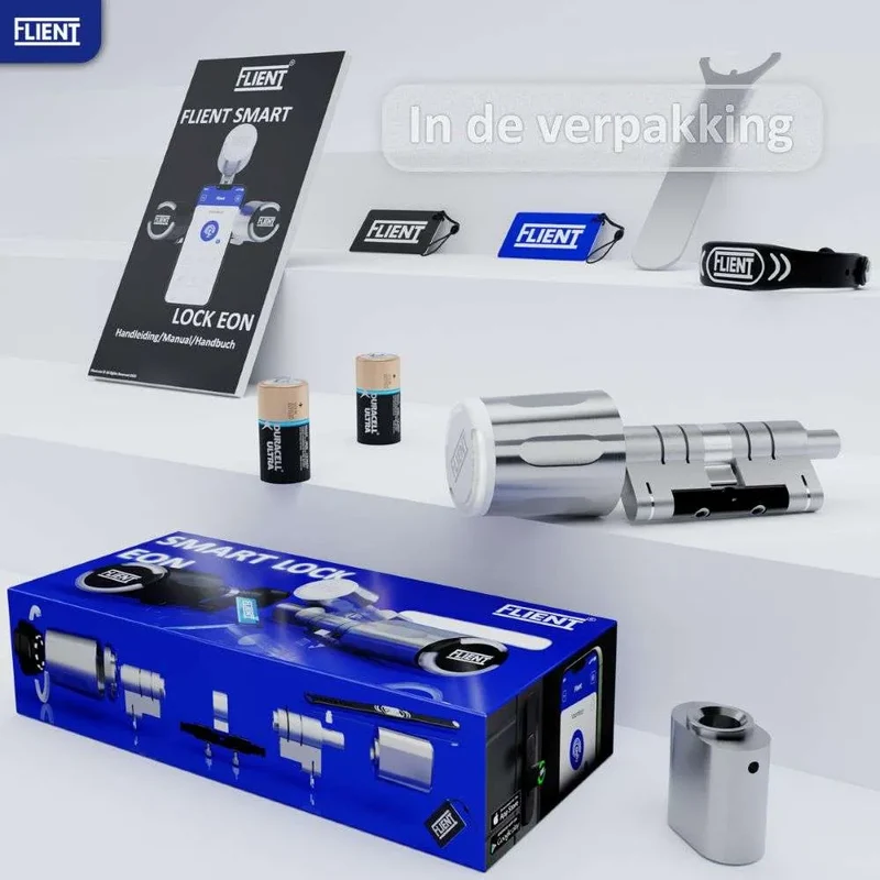 Flient Smart Lock Eon Wit/Zilver - Slim Cilinderslot IP68