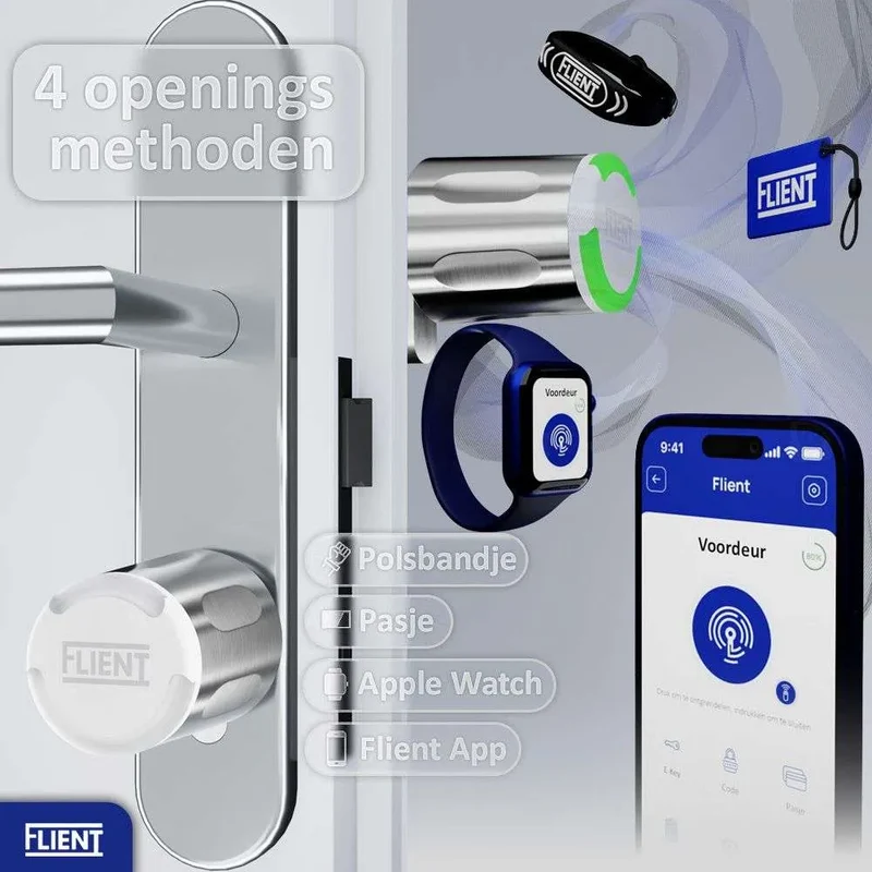 Flient Smart Lock Eon Wit/Zilver - Slim Cilinderslot IP68
