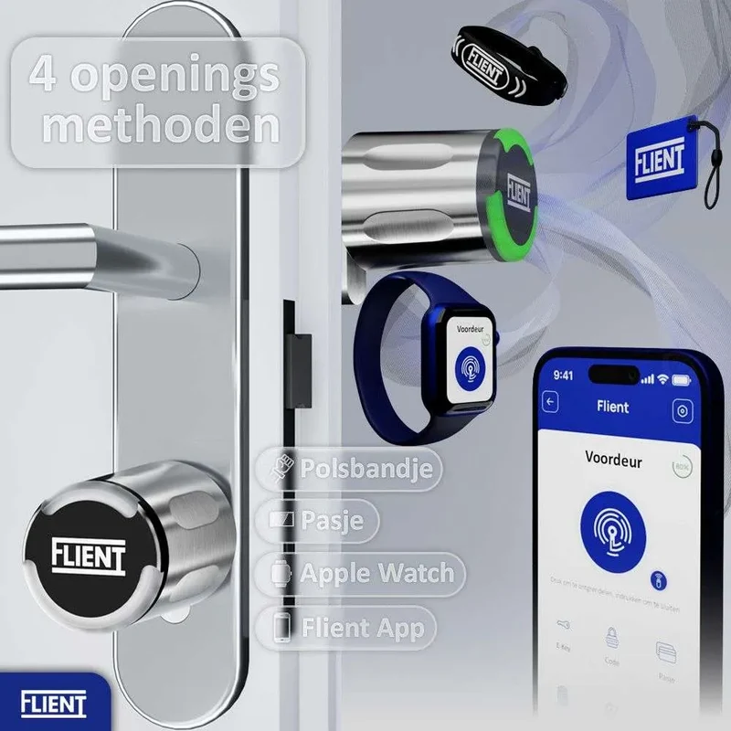 Flient Smart Lock Eon Zwart/Zilver - Slim Cilinderslot IP68