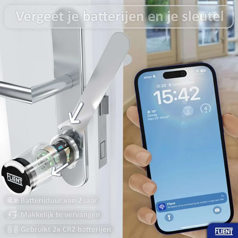 Flient Smart Lock Eon Zwart/Zilver - Slim Cilinderslot IP68