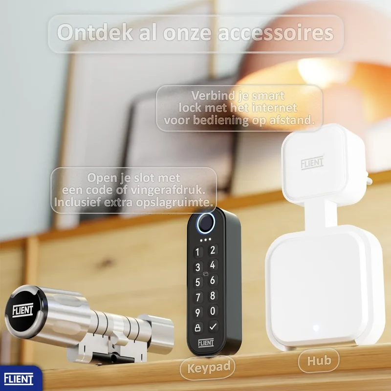 Flient Smart Lock Eon Zwart/Zilver - Slim Cilinderslot IP68