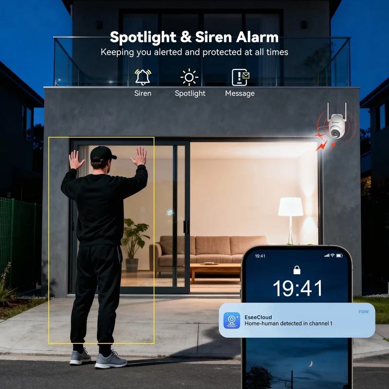 Jennov J Series WIFI Camera, 5MP, Add-on camera, EseeCloud App, 2-Way Audio, Outdoor, Color Night Vision