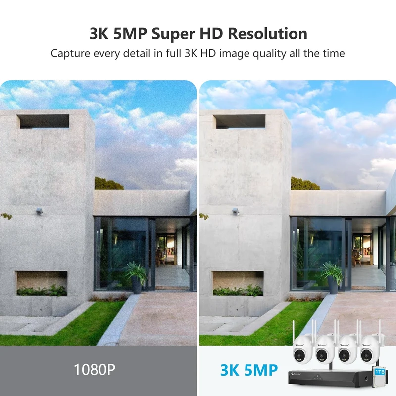 Jennov J series 5MP WIFI Wireless Security Camera System 10CH NVR Kit CCTV 1TB HDD