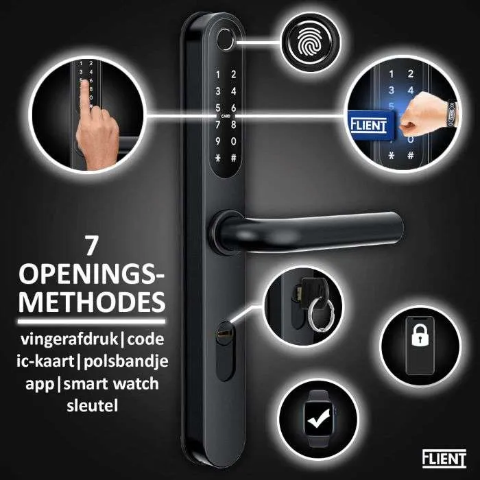 Flient Smart Lock Versa Zwart - Slim Deurbeslag voor Poort en Deur