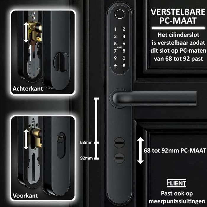 Flient Smart Lock Versa Zwart - Slim Deurbeslag voor Poort en Deur