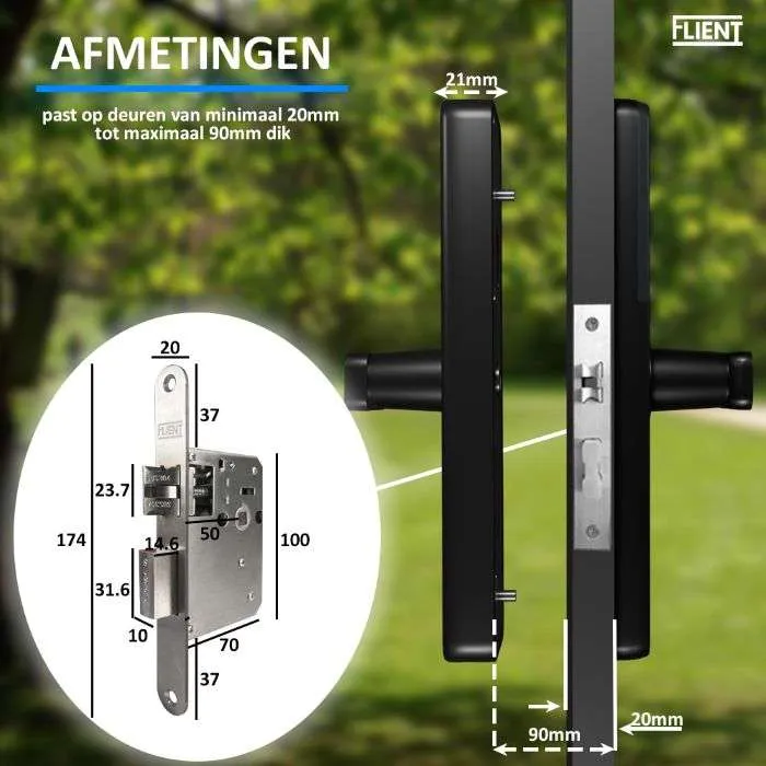 Flient Smart Lock Advanced - Slim Deurbeslag zonder Cilinder