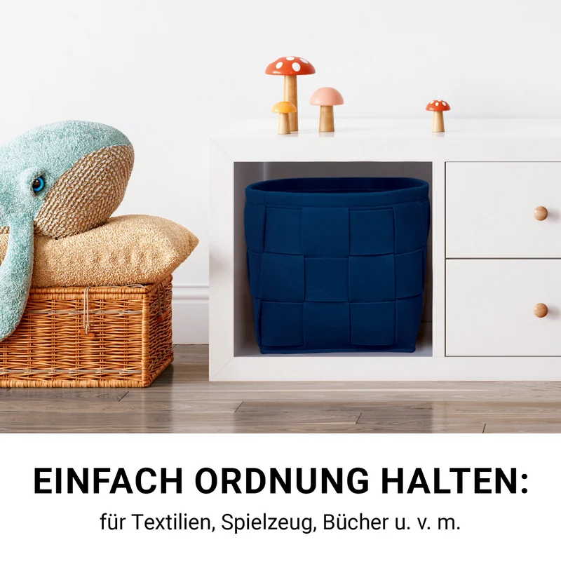 Filz-Aufbewahrungskorb S - 24 x 24 x 24 cm - Dunkelblau