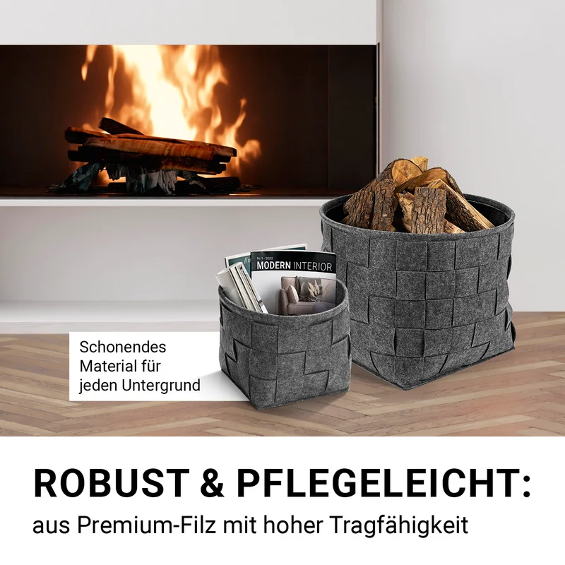 Filz-Aufbewahrungskorb L - 40 x 40 x 40 cm - Dunkelgrau