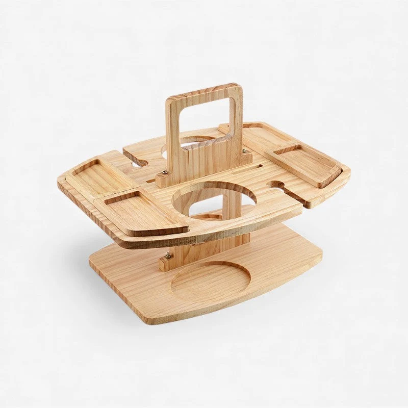 PortaWood Mini-Tisch – Tragbarer Holztisch mit Griff für Innen- und Picknicknutzung